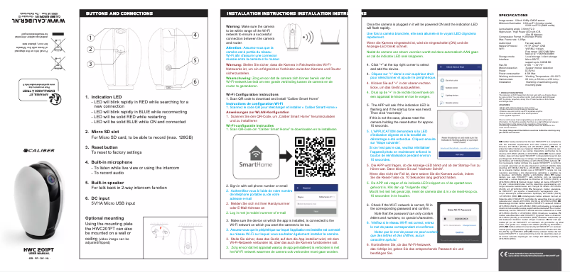 Page 1 de la notice Manuel utilisateur Caliber HWC 201PT