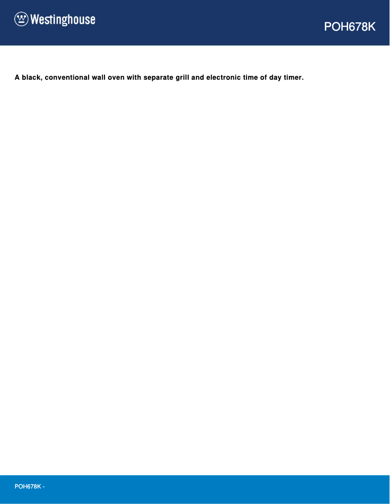Page n°1 - Manuel utilisateur Westinghouse POH678K