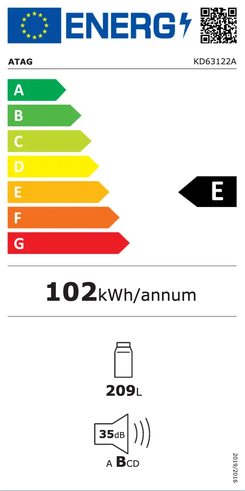 Page n°1 - Label énergétique Atag KD63122A