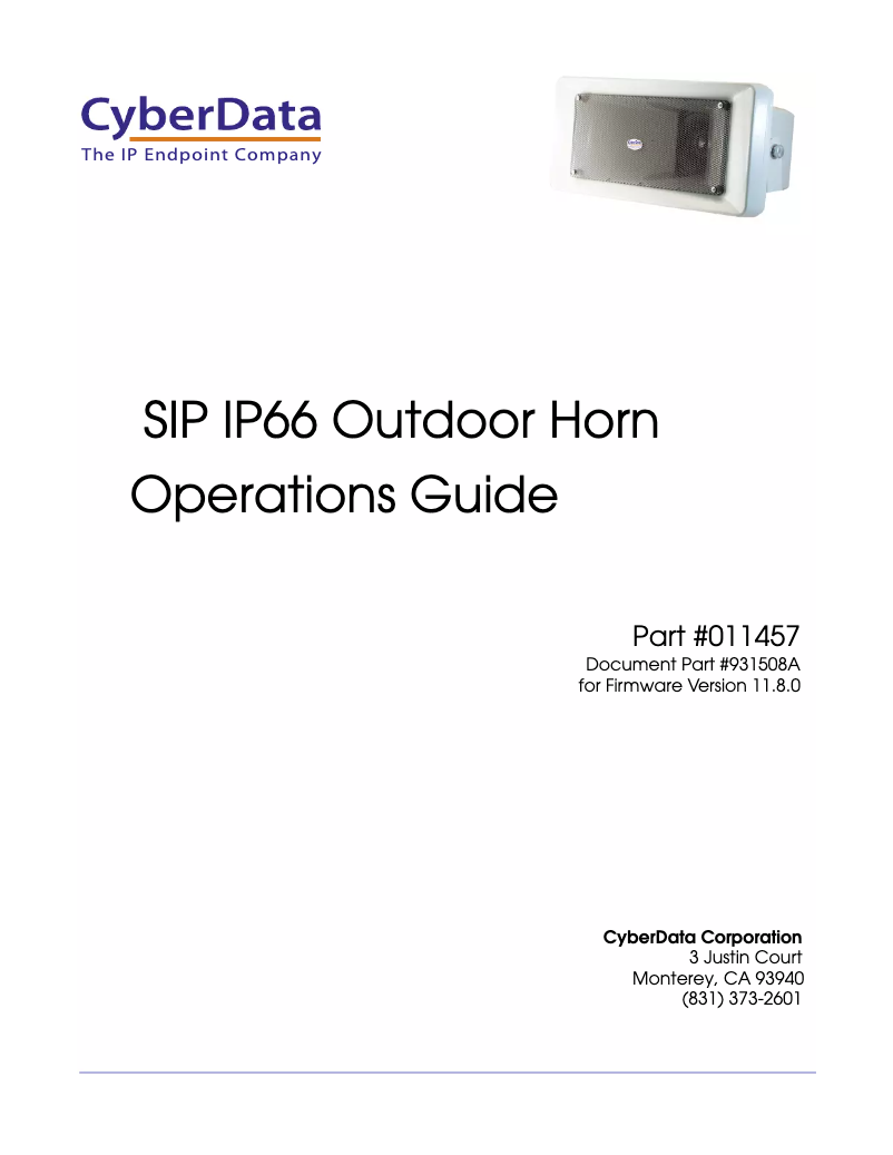 Page 1 de la notice Manuel utilisateur CyberData Systems SIP IP66