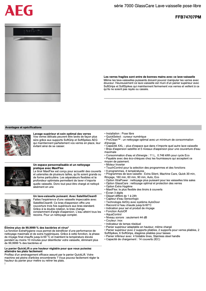 Image de la première page du manuel de l'appareil FFB74707PM