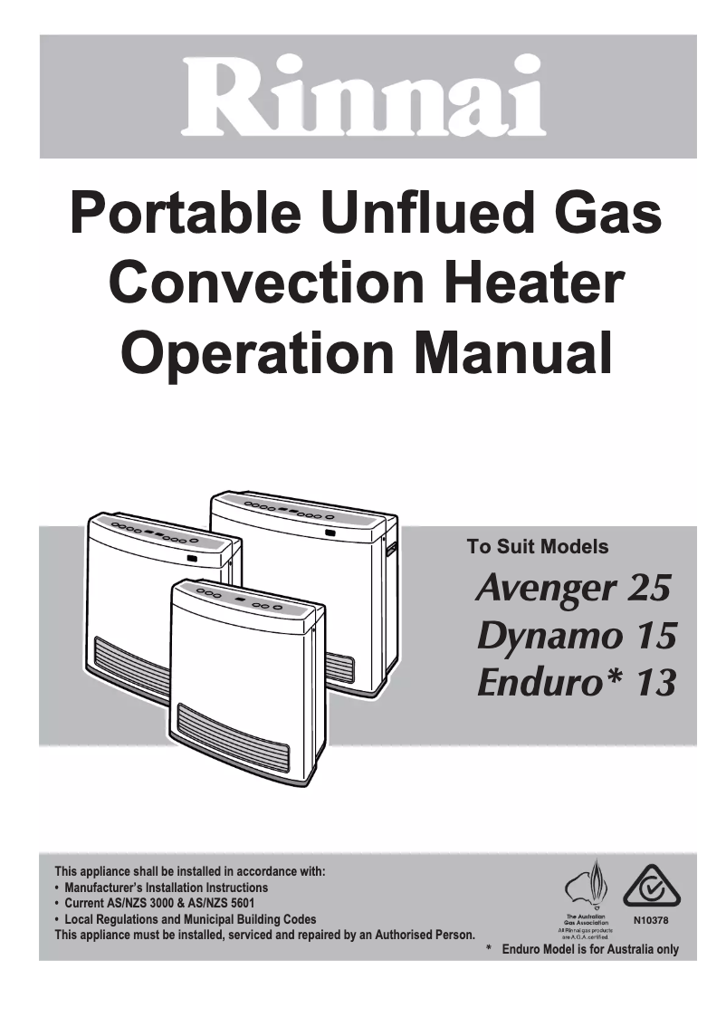Page 1 de la notice Manuel utilisateur Rinnai Dynamo 15