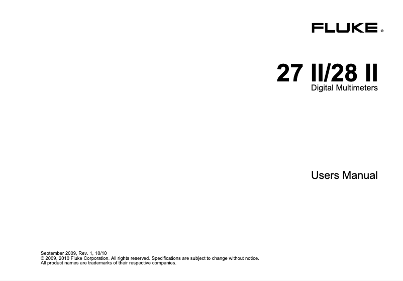 Page 1 de la notice Manuel utilisateur Fluke 27 II