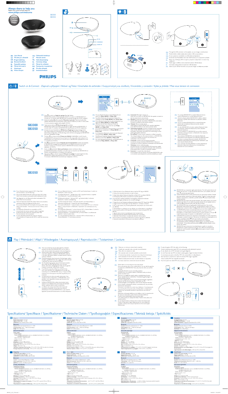 Page 1 de la notice Manuel utilisateur Philips SB3350