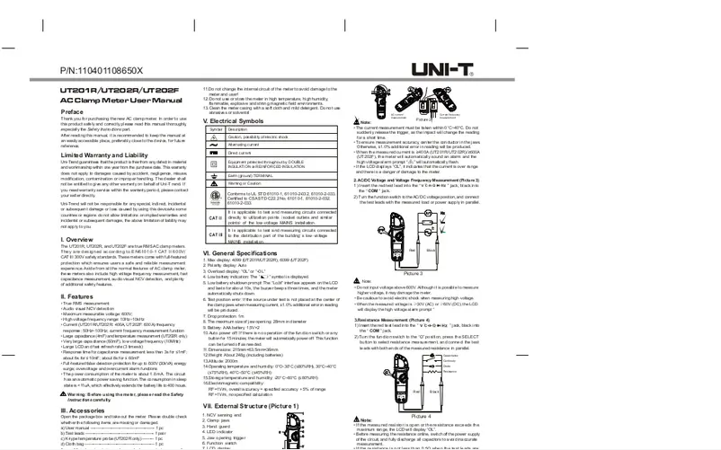 Page n°1 - Manuel utilisateur Uni-T UT202F