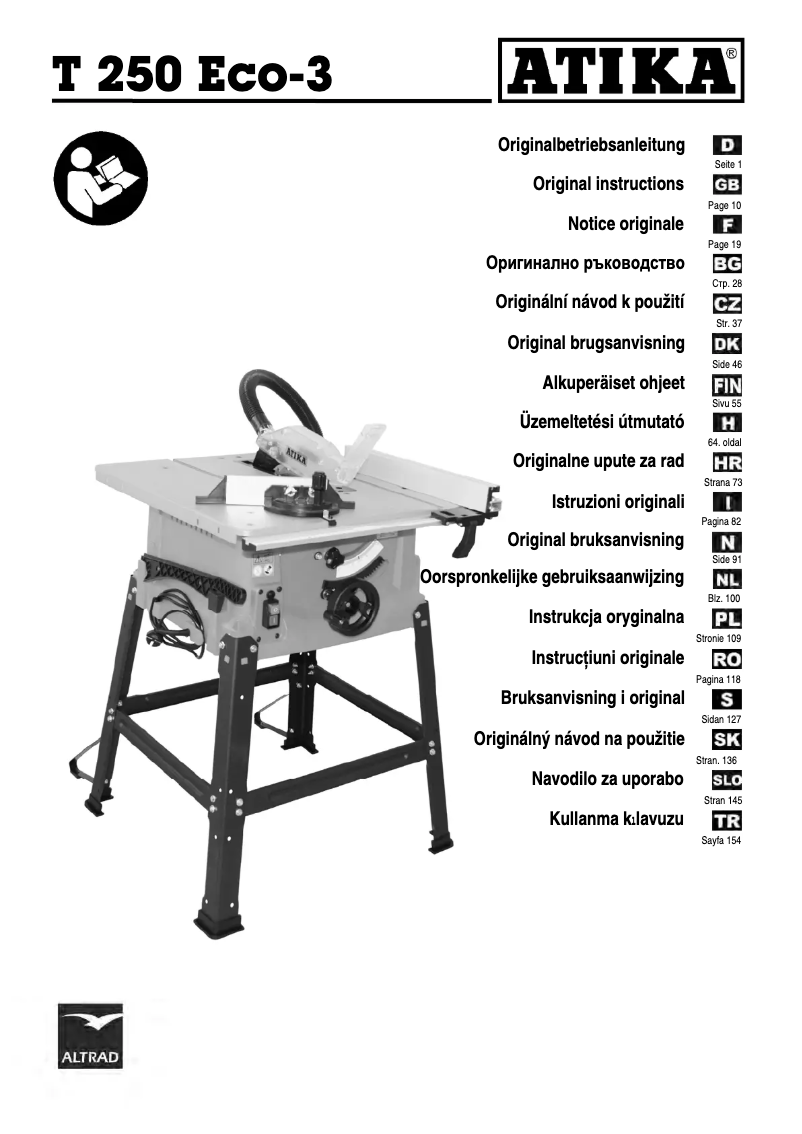 Page n°1 - Manuel utilisateur ATIKA T 250 ECO-3