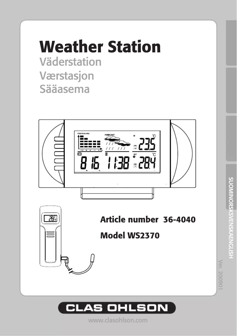 Page n°1 - Manuel utilisateur Clas Ohlson WS2370