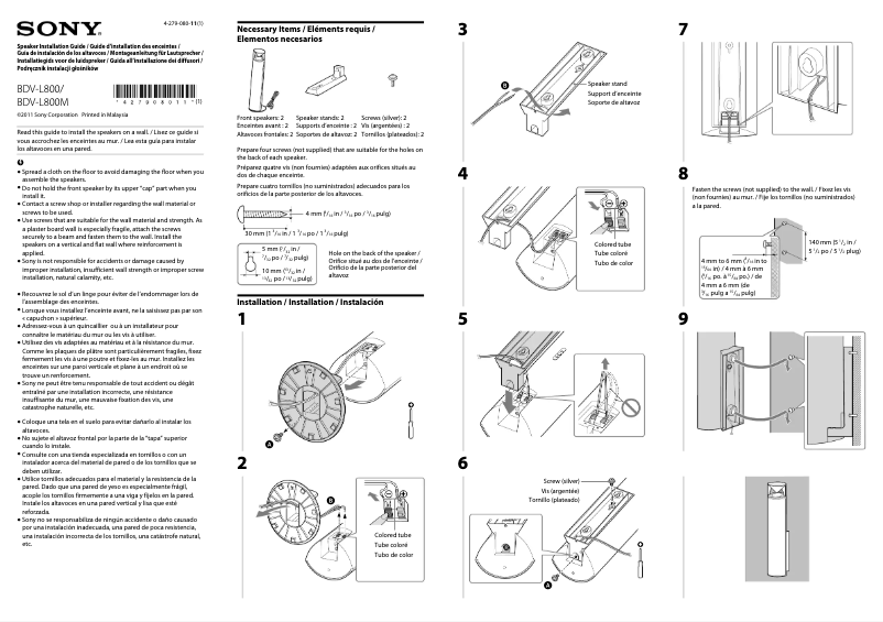 Page 1 de la notice Guide d'installation Sony BDV-L800M