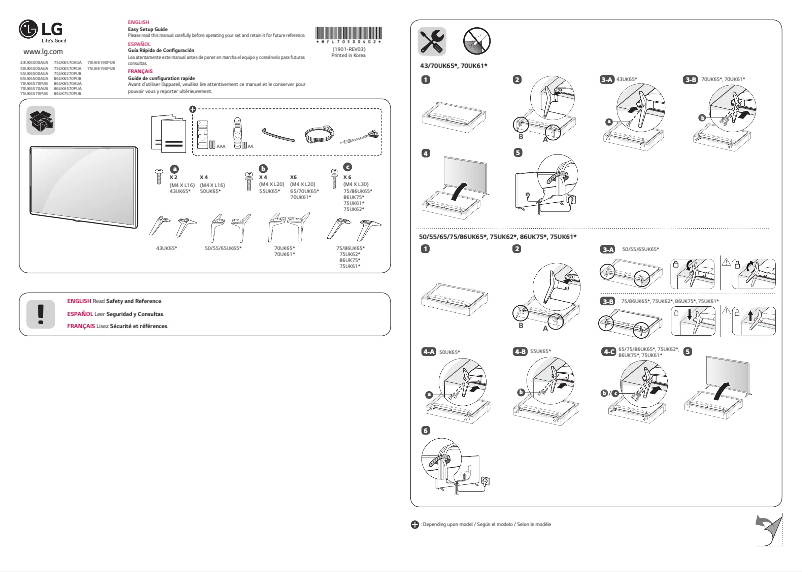 Page 1 de la notice Manuel utilisateur LG 86UK6570PUB