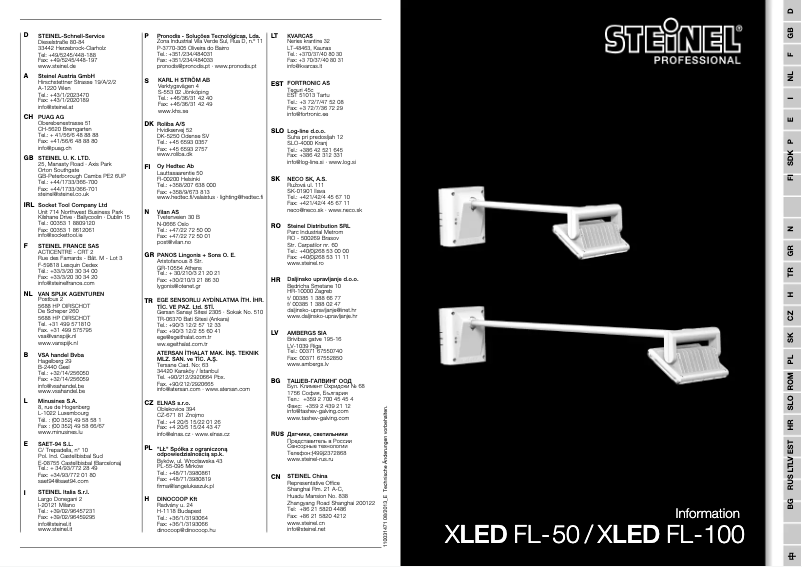 Image de la première page du manuel de l'appareil XLED FL-100