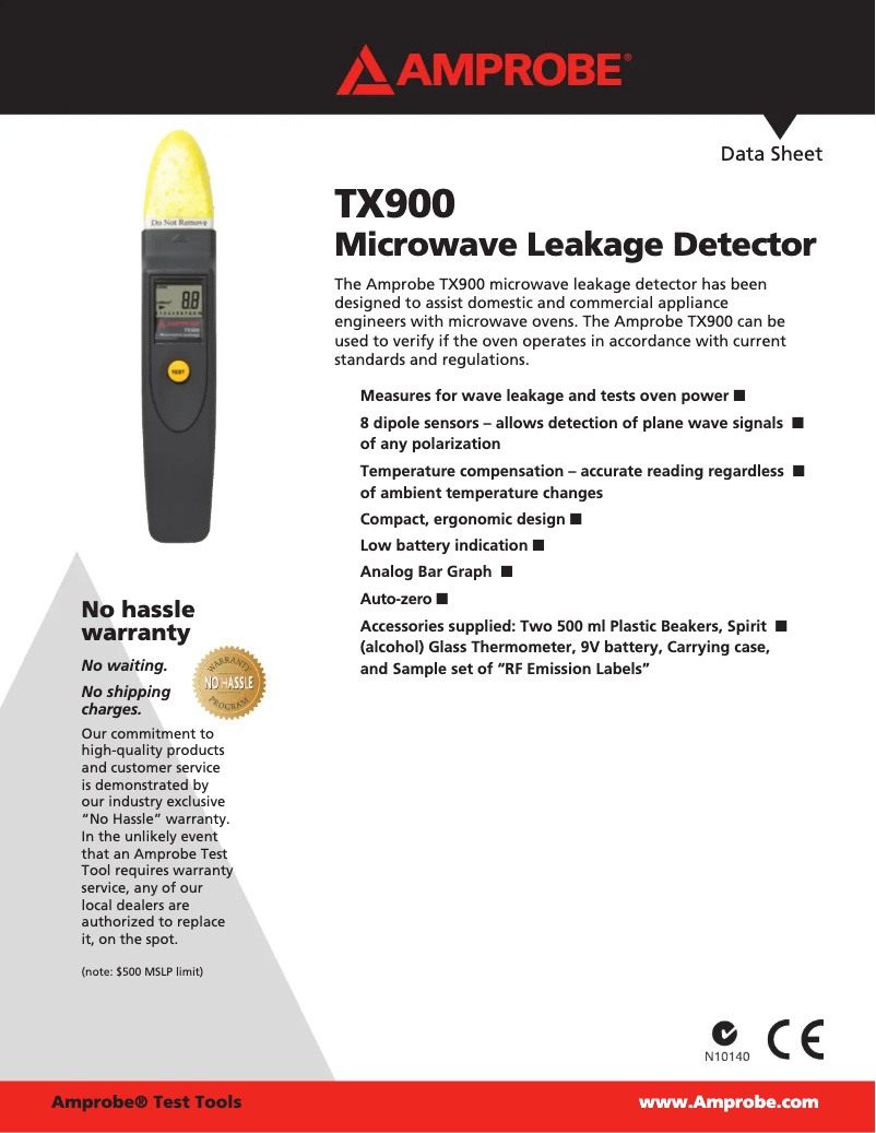 Page n°1 - Fiche technique Amprobe TX900