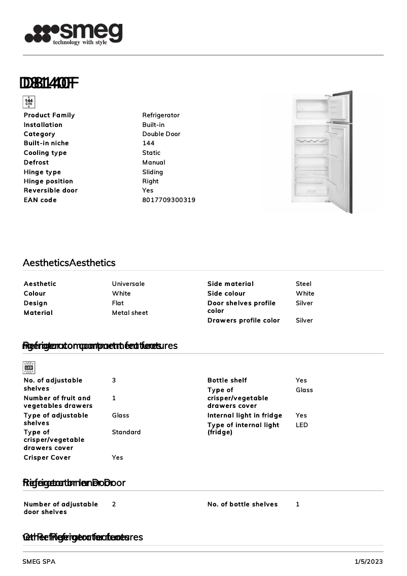 Page 1 de la notice Brochure Smeg D8140F