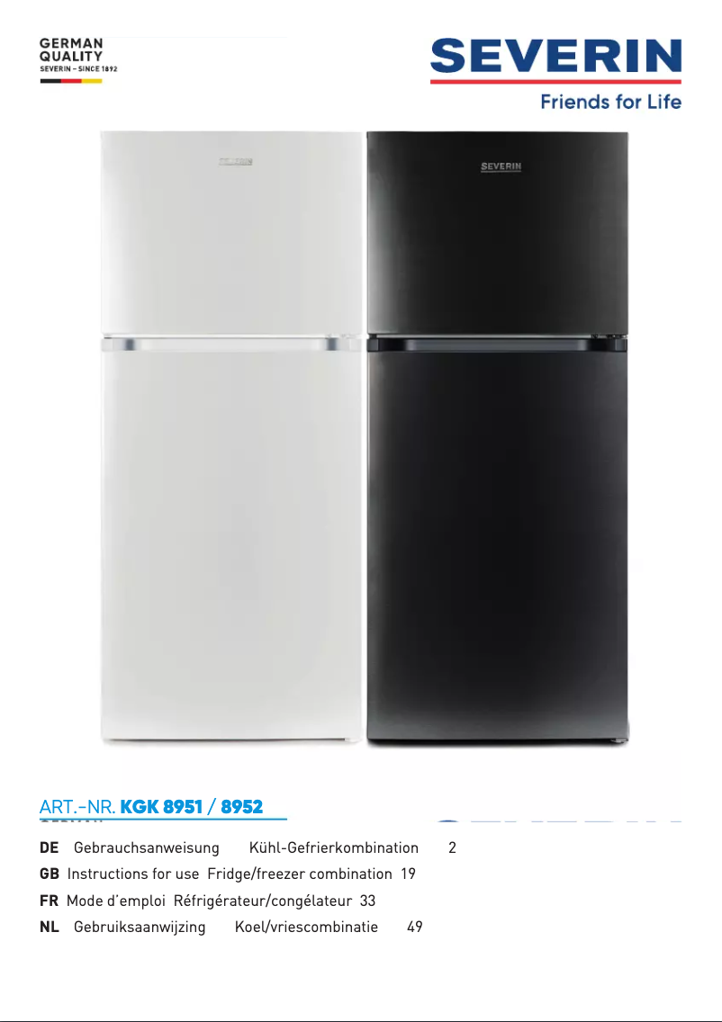 Page 1 de la notice Manuel utilisateur Severin KGK 8952