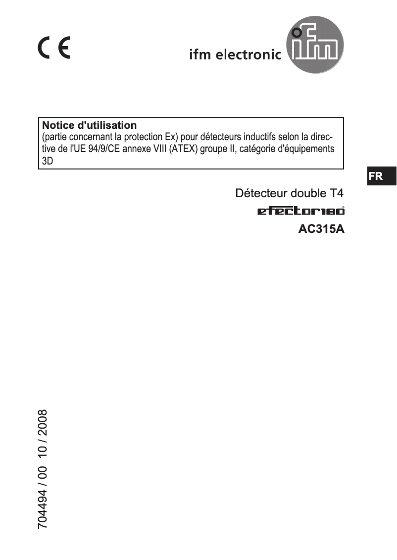 Page 1 de la notice Manuel utilisateur IFM AC315A