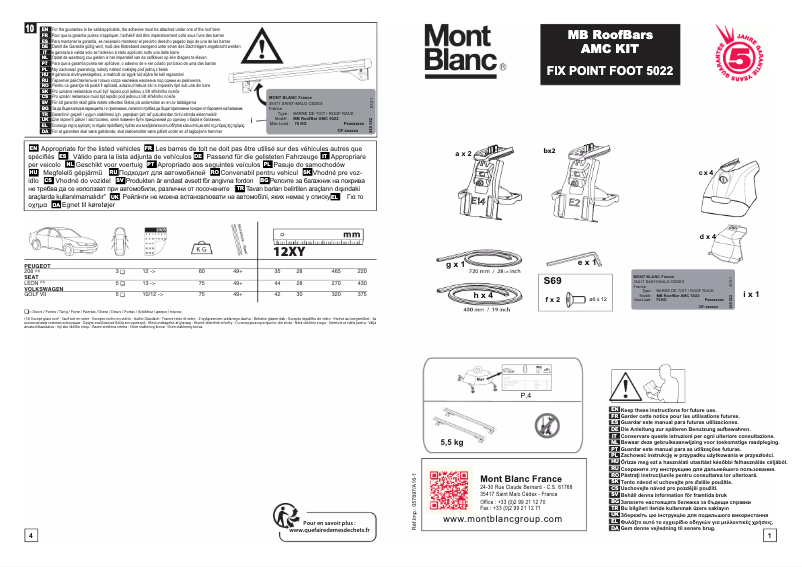 Page 1 de la notice Manuel utilisateur Mont Blanc AMC 5022