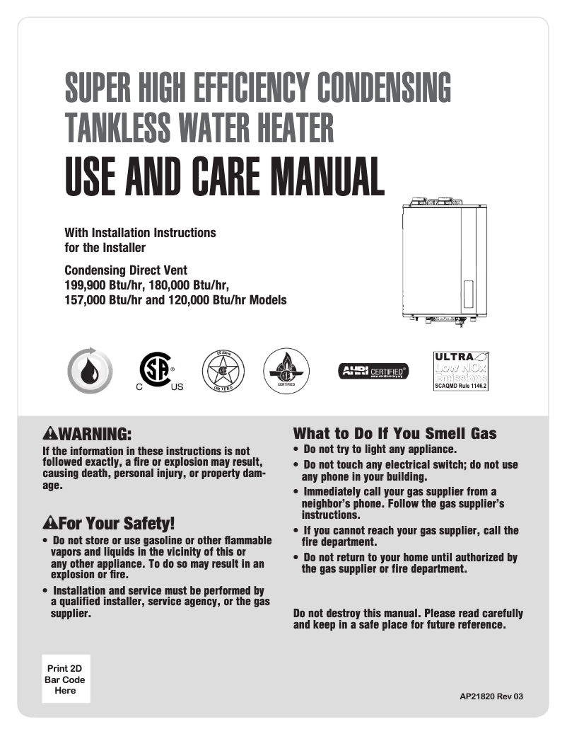 Página 1 del manual Manual de usuario Rheem RTGH-90DVLN-3