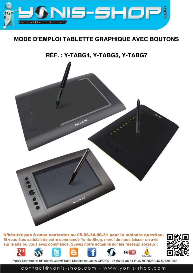 Page 1 de la notice Manuel utilisateur Yonis Y-TABG7