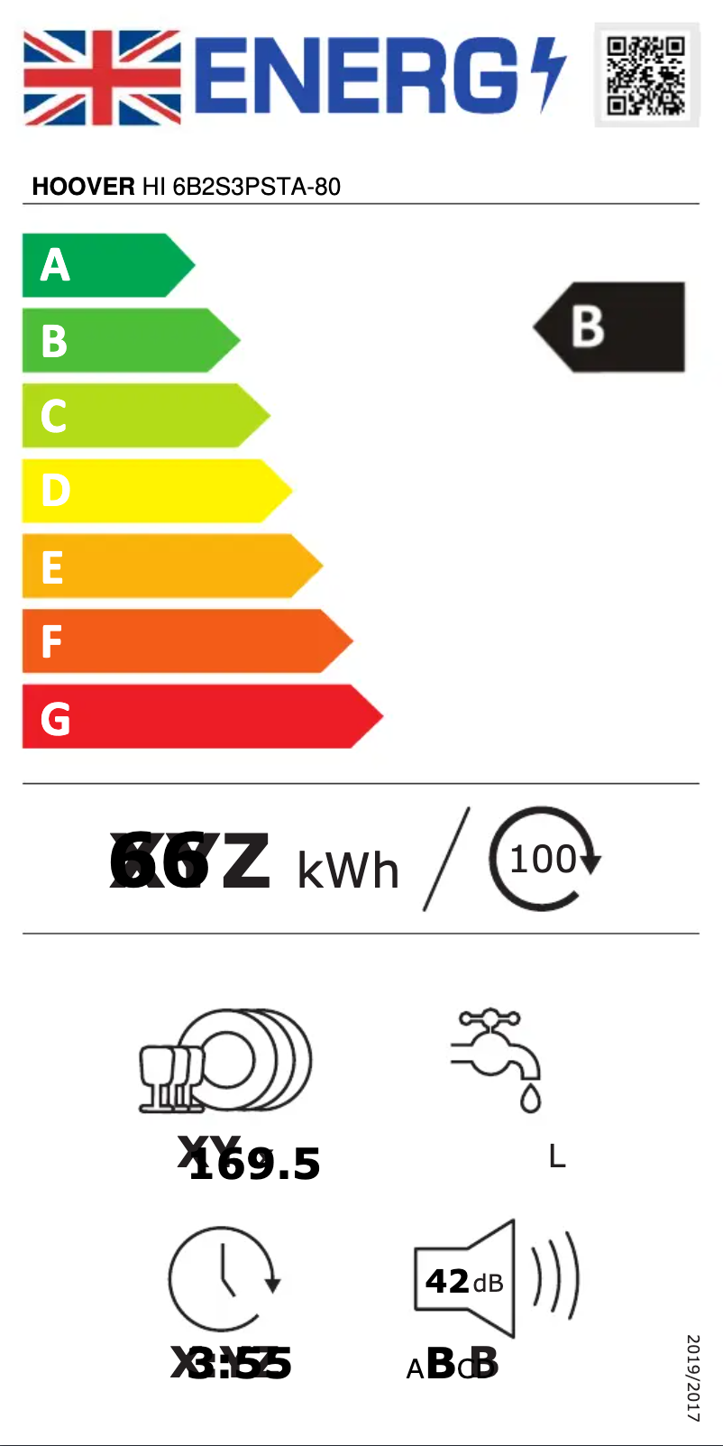 Page n°1 - Label énergétique Hoover HI 6B2S3PSTA-80