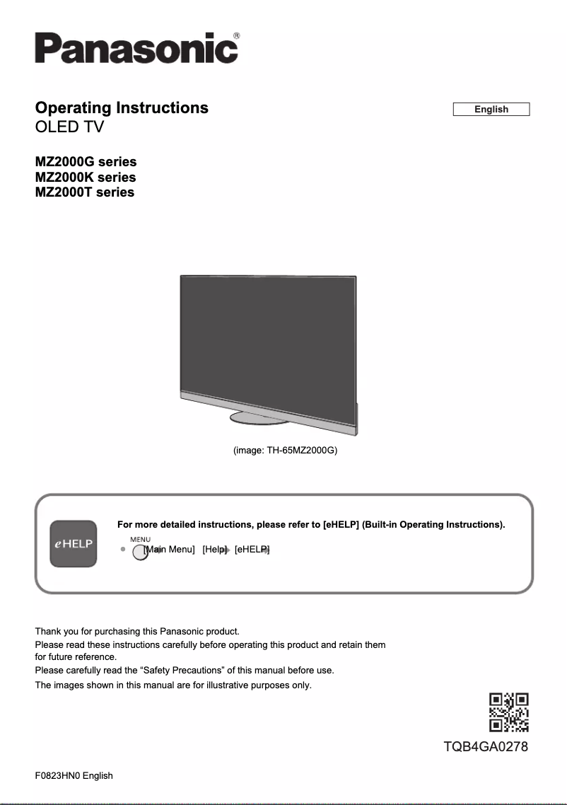 Page 1 de la notice Manuel utilisateur Panasonic TH-65MZ2000G