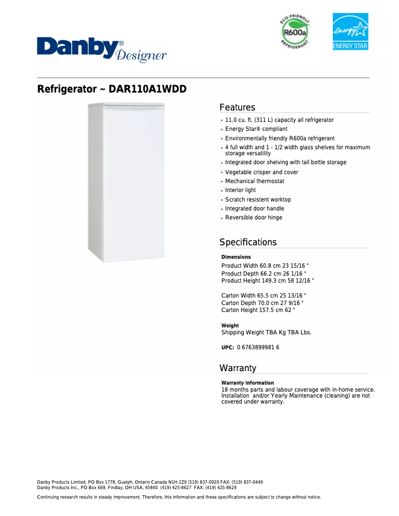 Imagen de la primera página del manual del dispositivo DAR110A1WDD