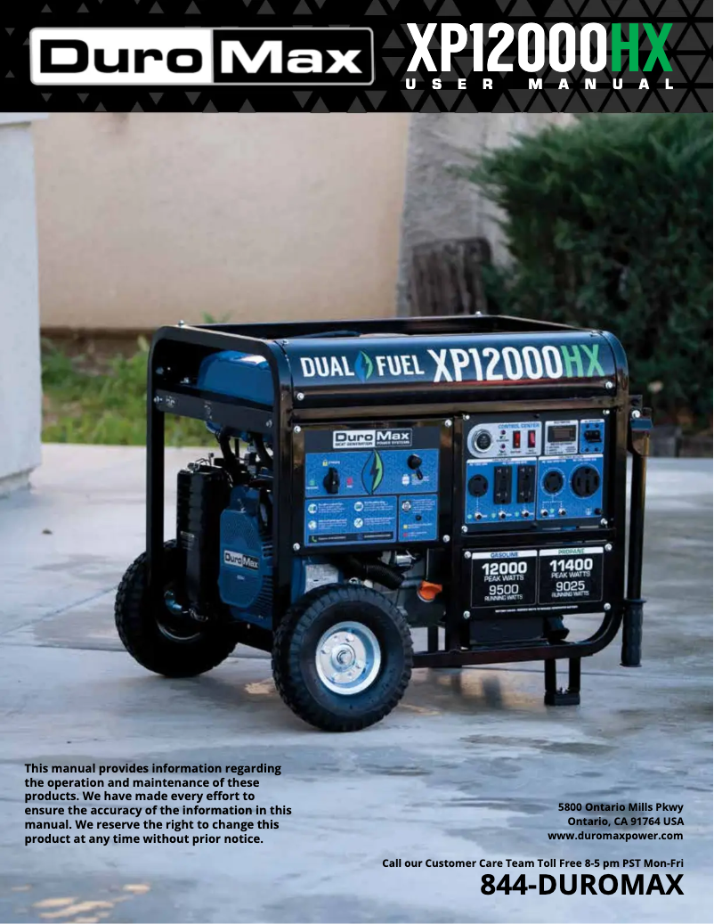 Page n°1 - Manuel utilisateur DuroMax XP12000HX