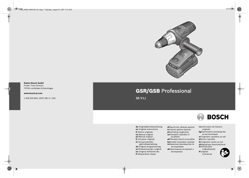 Image de la première page du manuel de l'appareil GSB 36 V-LI