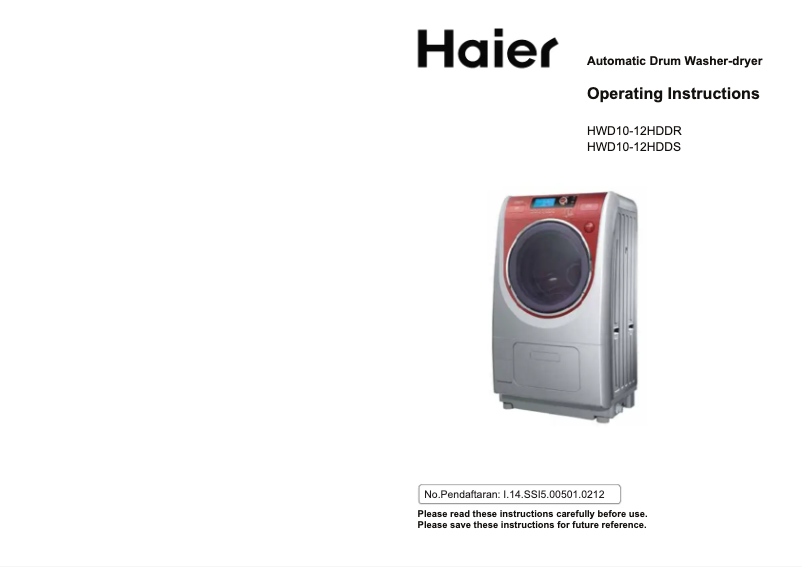 Page n°1 - Manuel utilisateur Haier HWD10-12HDDS