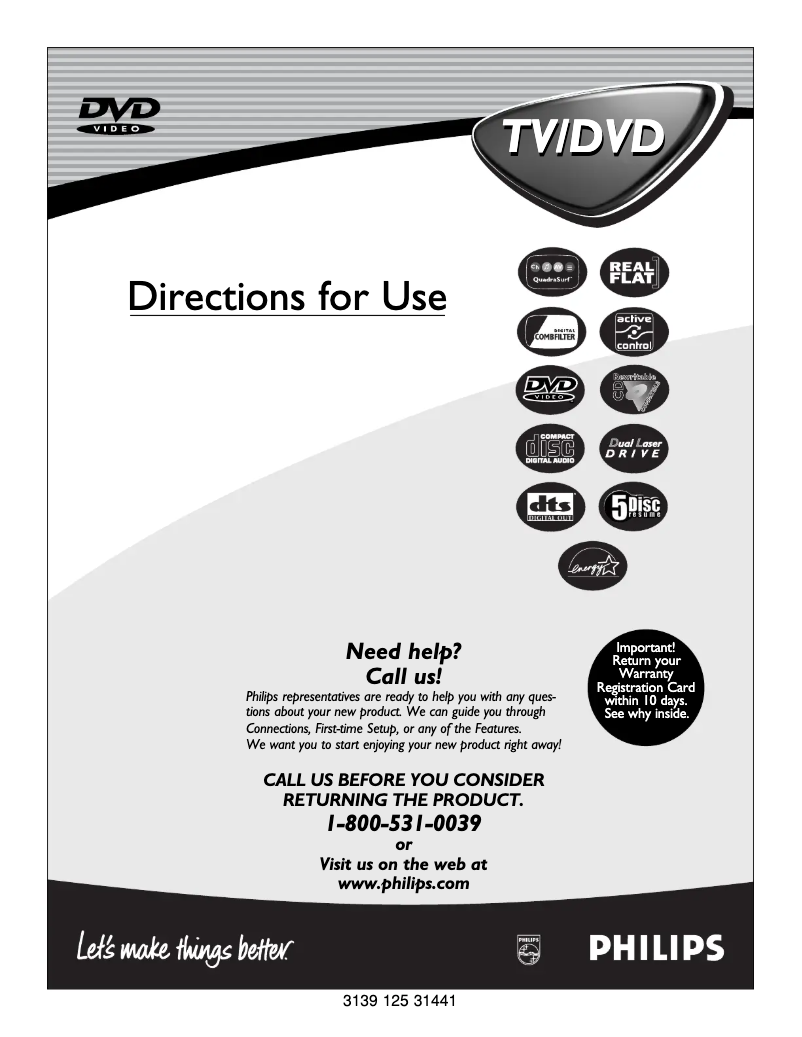 Page 1 de la notice Manuel utilisateur Philips 20DV693R99