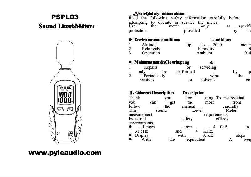 Image de la première page du manuel de l'appareil PSPL03
