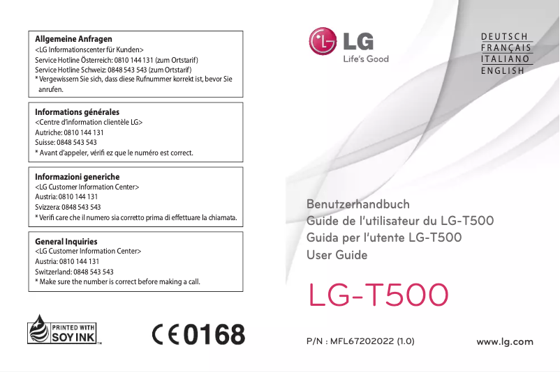 Page 1 de la notice Manuel utilisateur LG Ego