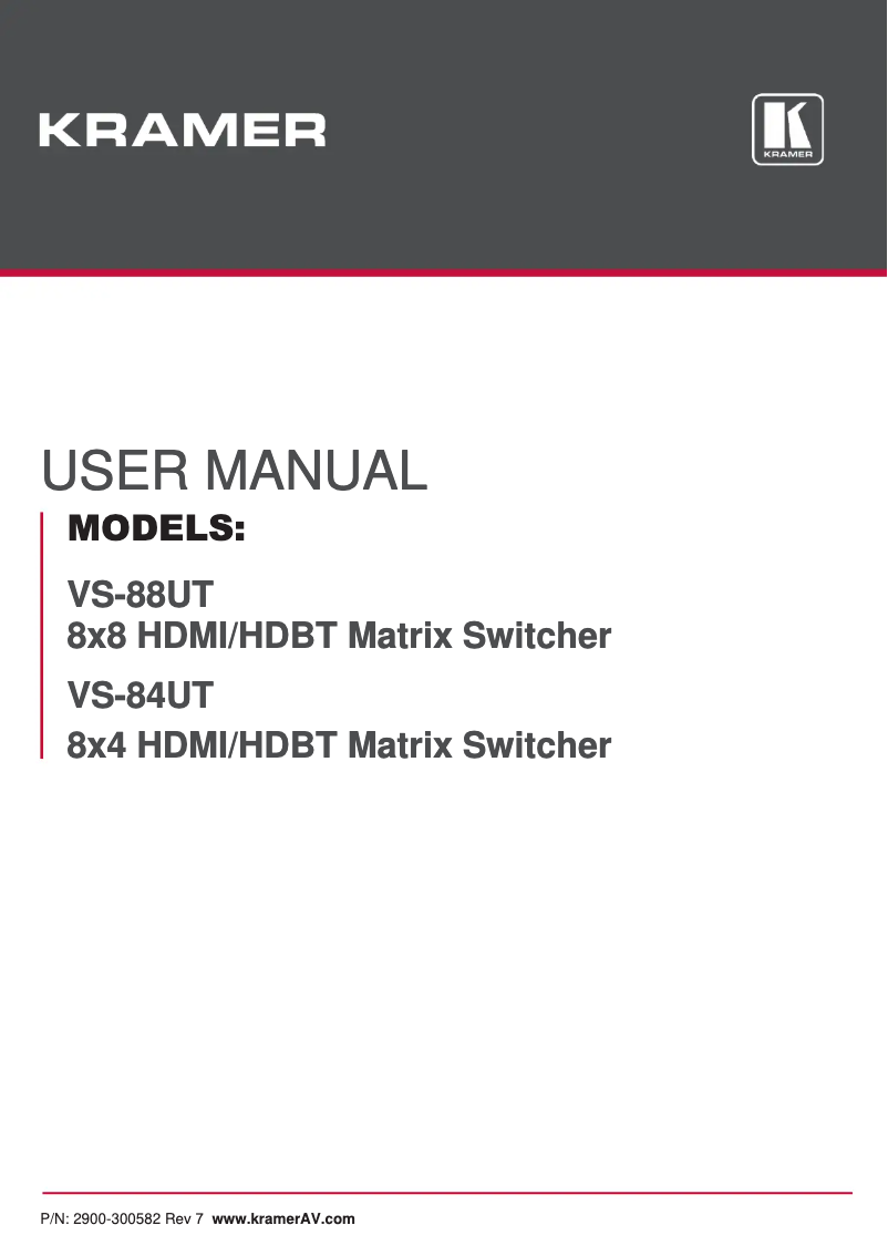 Page n°1 - Manuel utilisateur Kramer VS-88UT