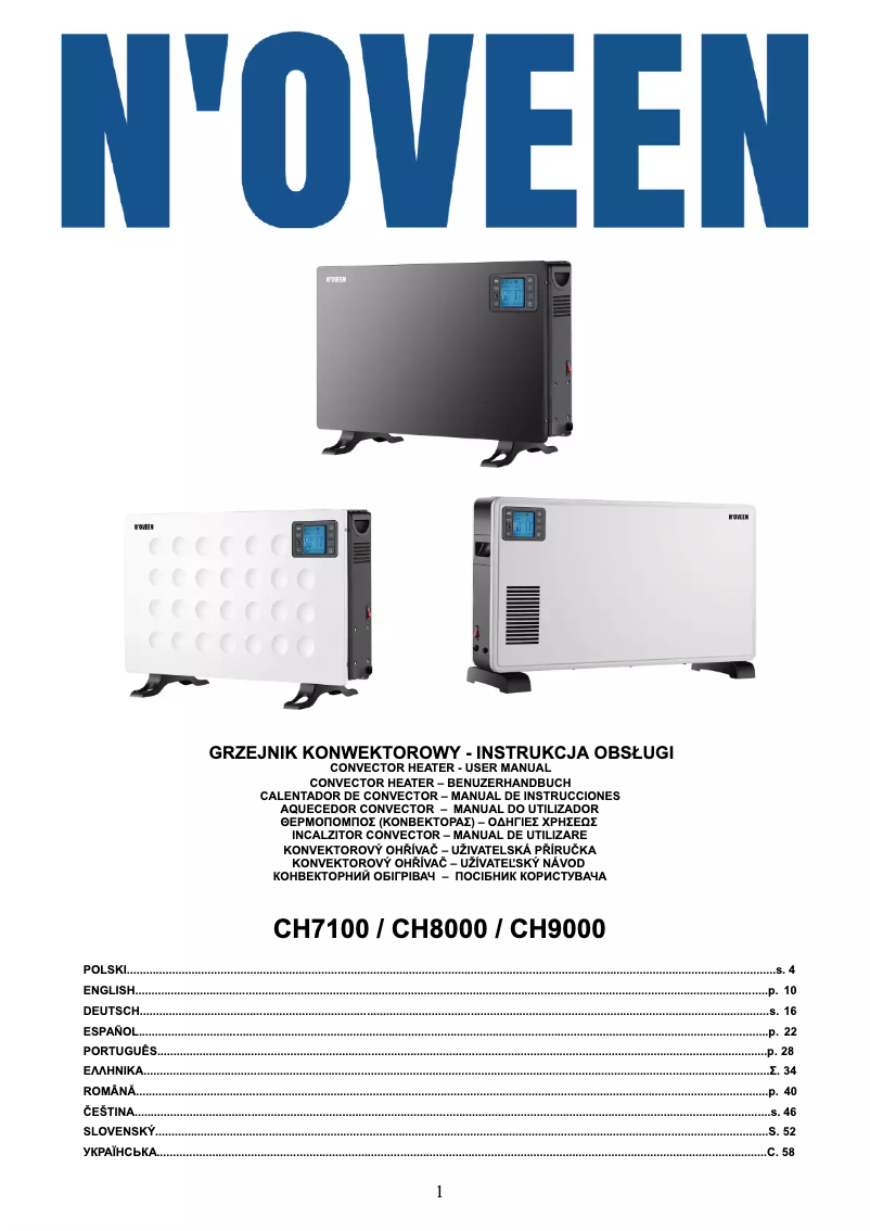 Page n°1 - Manuel utilisateur N'oveen CH7100