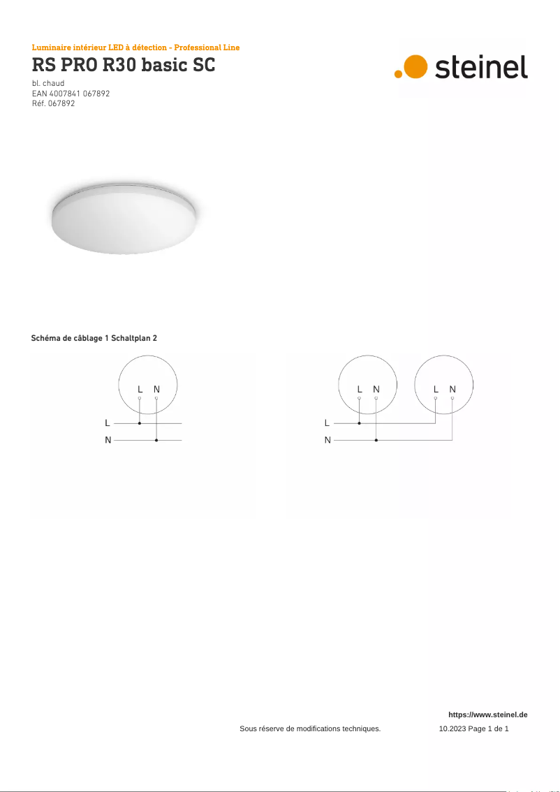 Image de la première page du manuel de l'appareil RS PRO R30 Basic SC