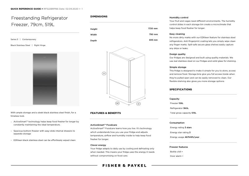 Image de la première page du manuel de l'appareil RF522BRPB6