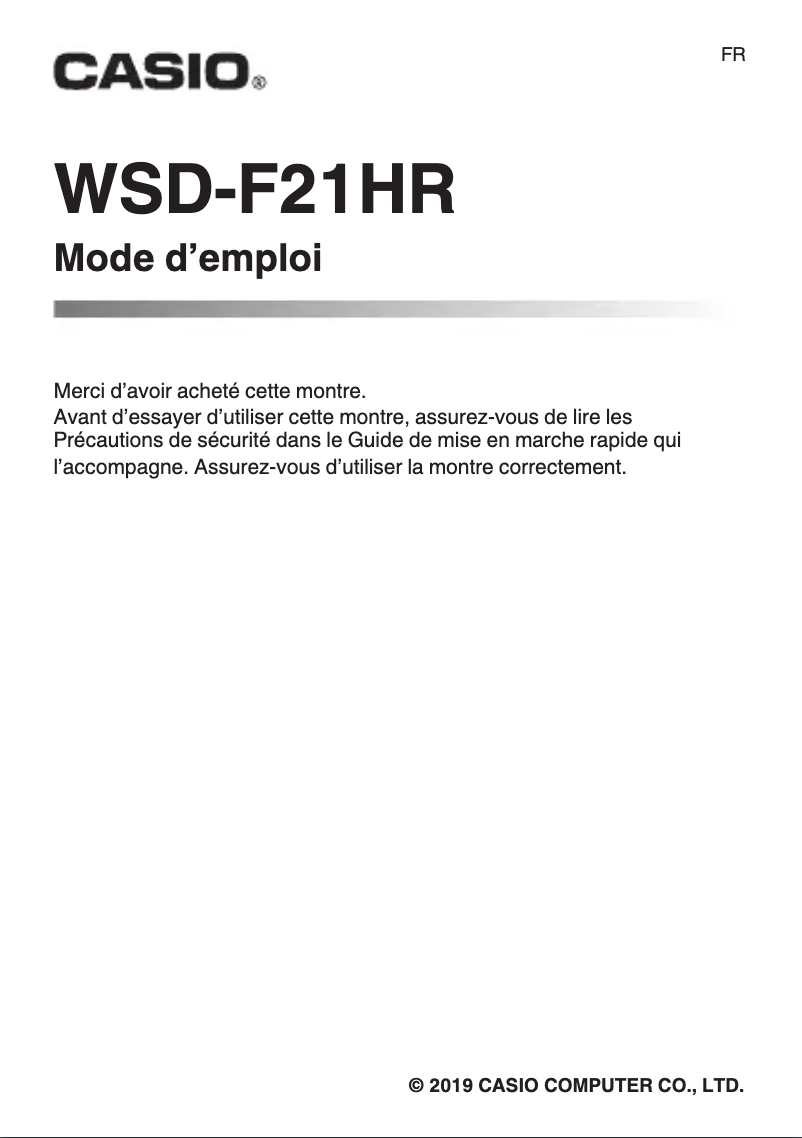 Page 1 de la notice Manuel utilisateur Casio Pro Trek Smart WSD-F21HR