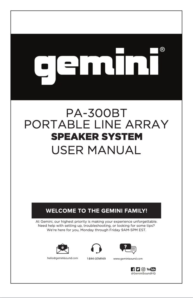 Page n°1 - Manuel utilisateur Gemini PA-300BT