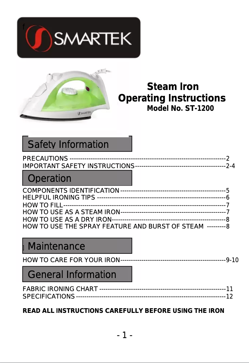 Image de la première page du manuel de l'appareil ST-1200R
