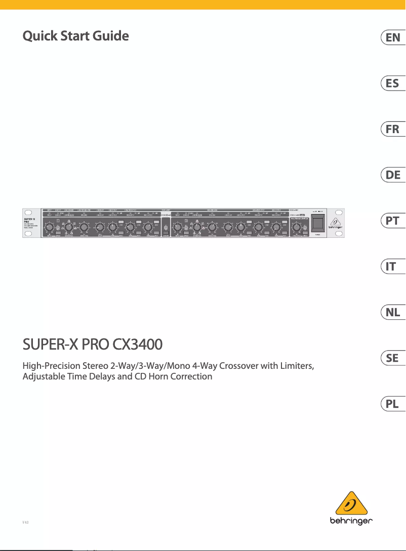 Page n°1 - Guide de démarrage rapide Behringer CX3400