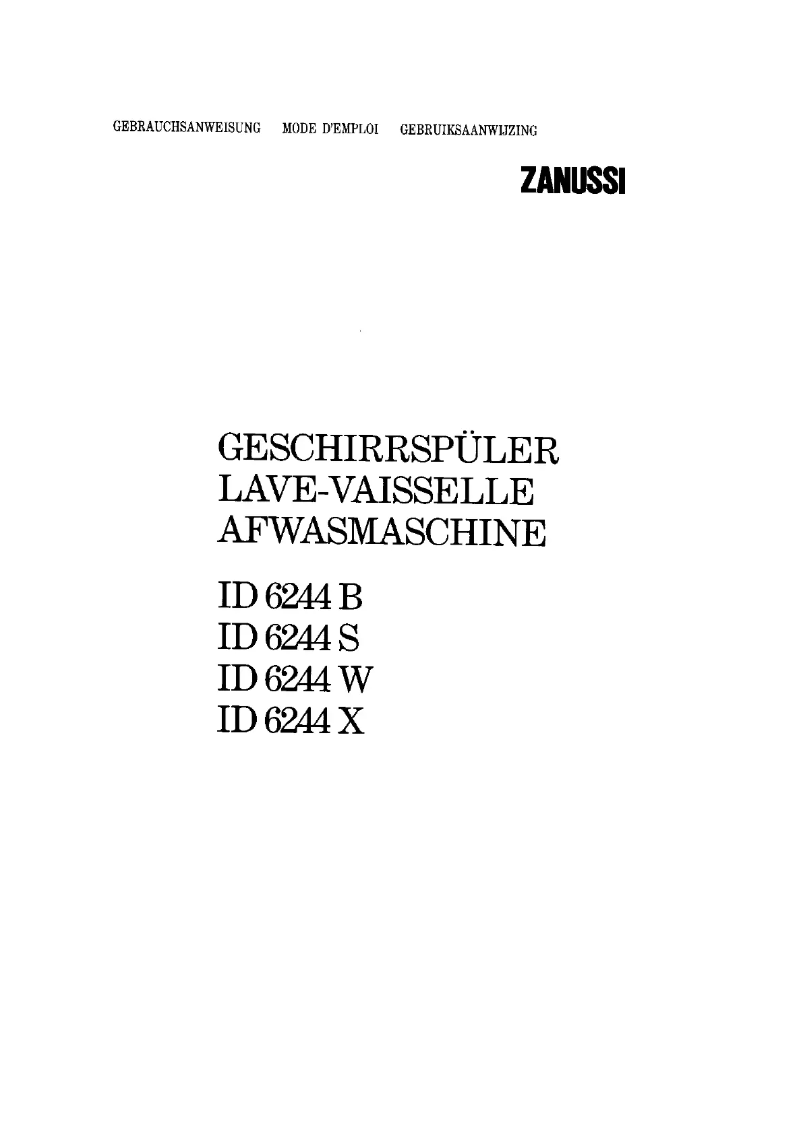 Page n°1 - Manuel utilisateur Zanussi LD 6244