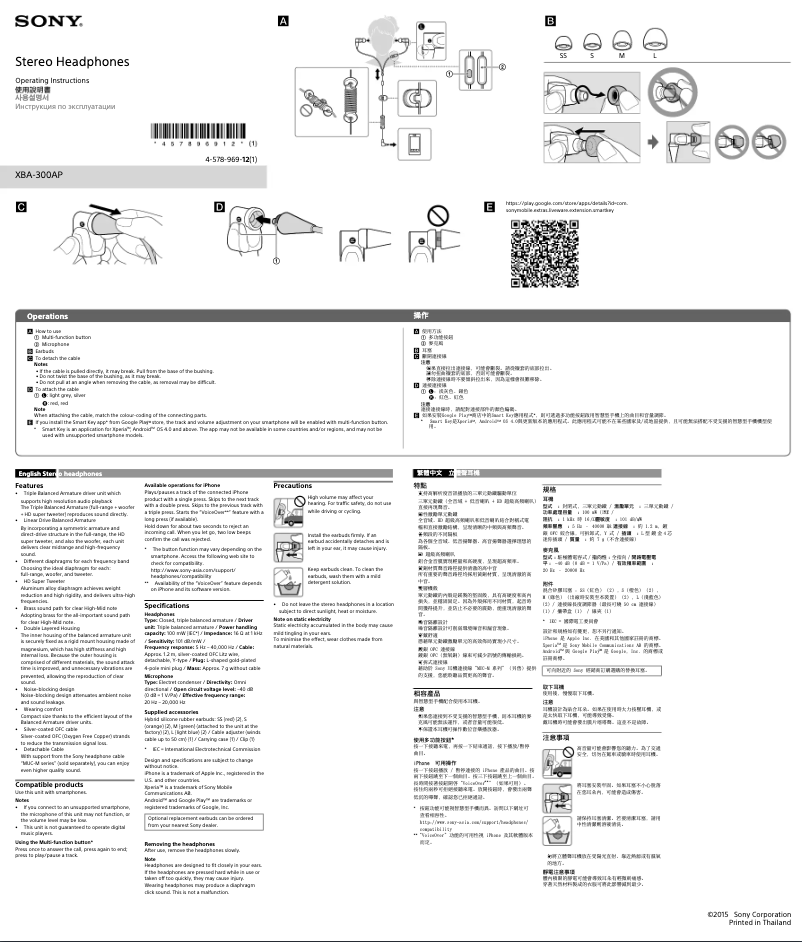 Image de la première page du manuel de l'appareil XBA-300AP