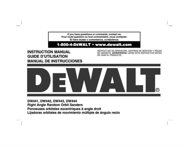 Page n°1 - Manuel utilisateur DeWalt DW443