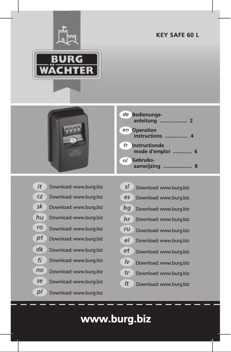Página 1 del manual Manual de usuario Burg Wächter Key Safe 60 L