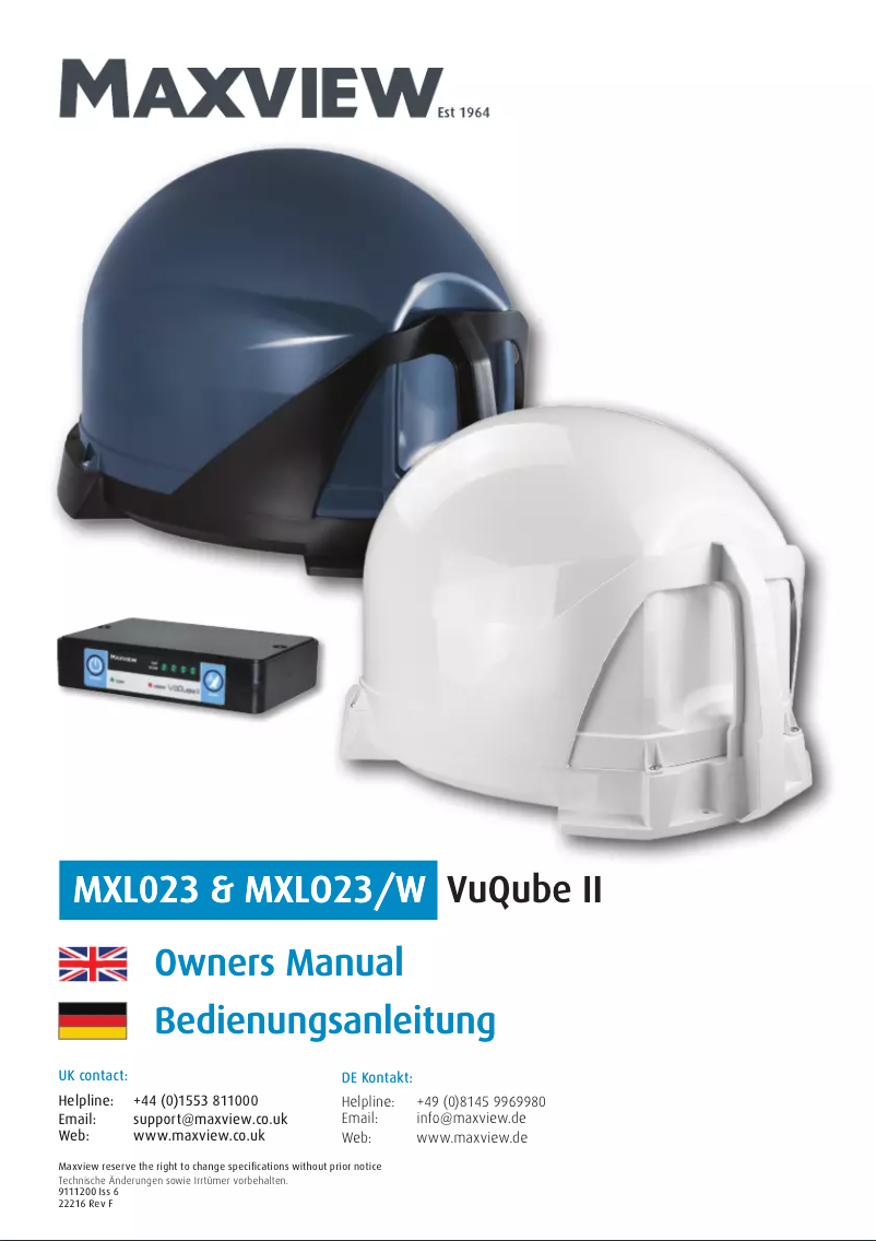 Page n°1 - Manuel utilisateur Maxview VuQube II