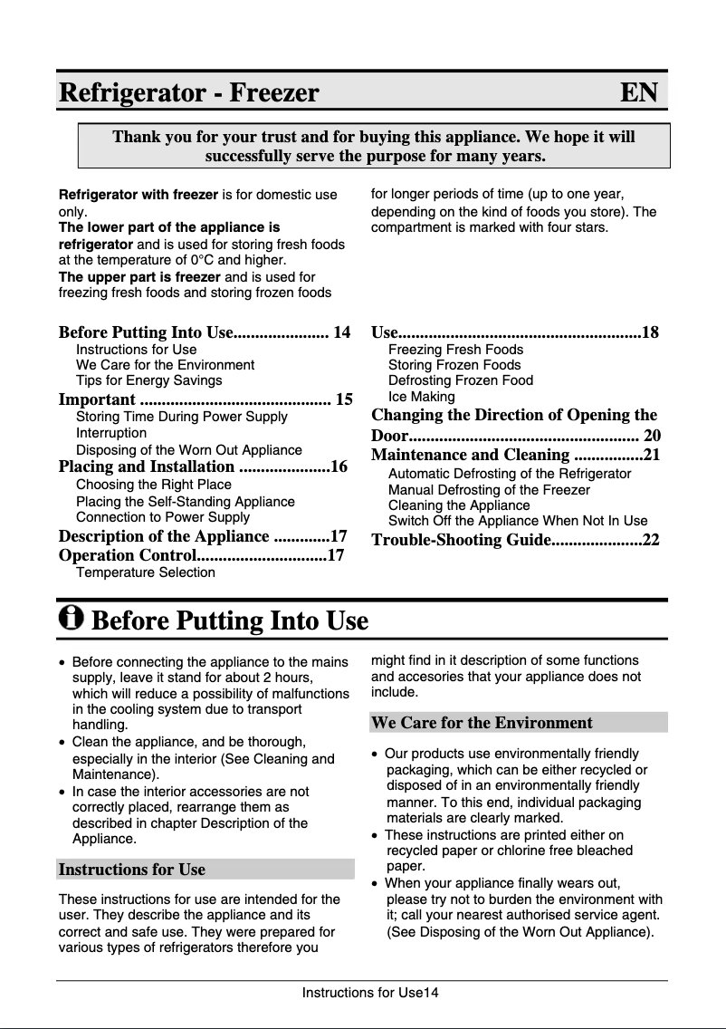 Page n°1 - Manuel utilisateur Gorenje RF3183