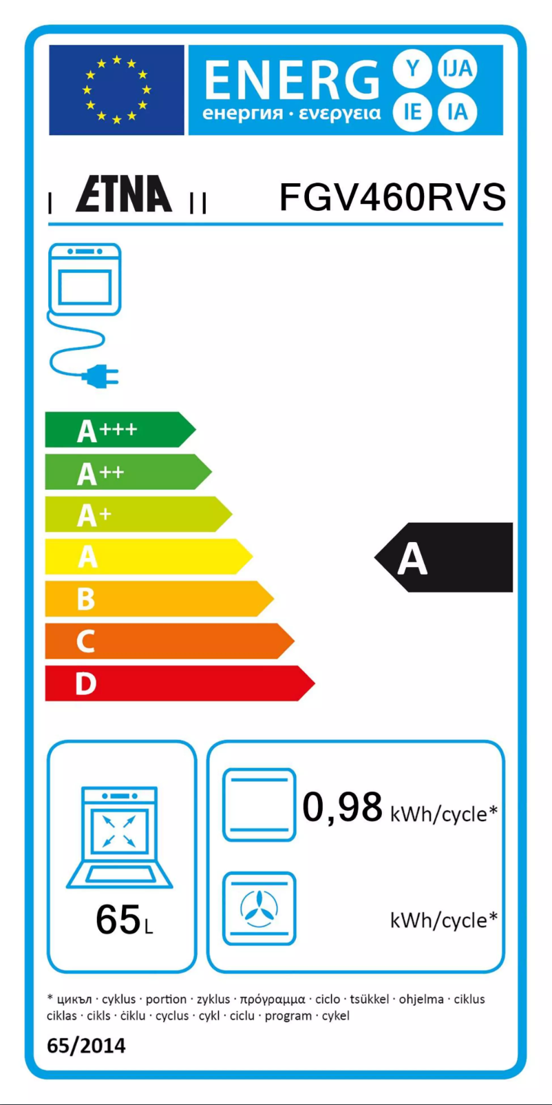 Page n°1 - Label énergétique Etna FGV460RVS