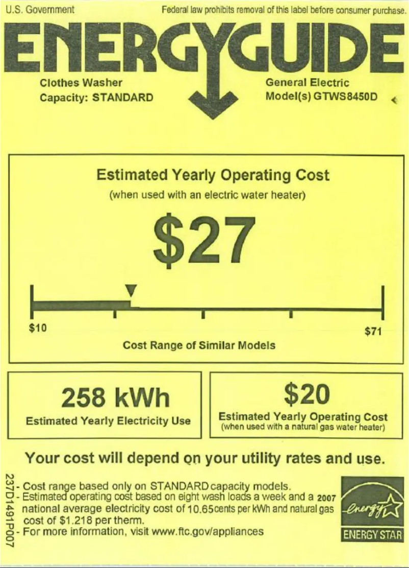 Image de la première page du manuel de l'appareil GTWS8450DWS