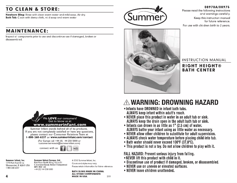 Page 1 de la notice Manuel utilisateur Summer Right Height 08970A