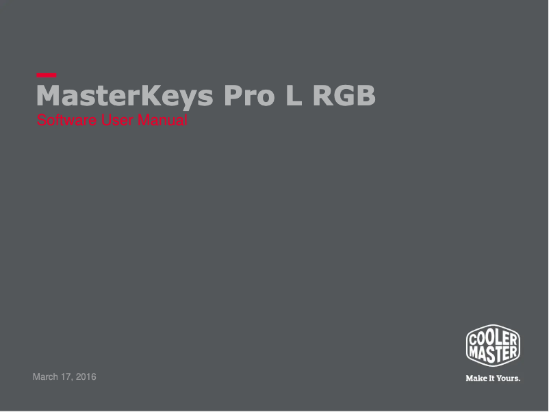 Image de la première page du manuel de l'appareil MasterKeys Pro S RGB