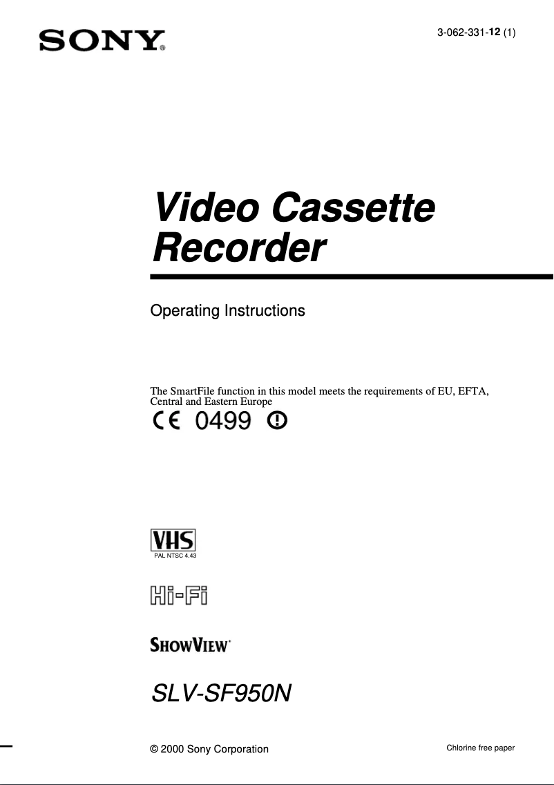 Image de la première page du manuel de l'appareil SLV-SF950N