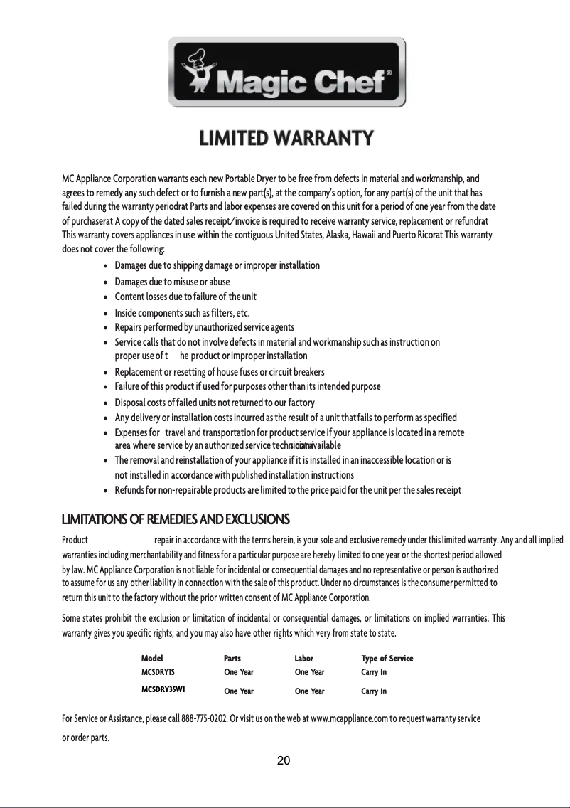 Imagen de la primera página del manual del dispositivo MCSDRY35W1